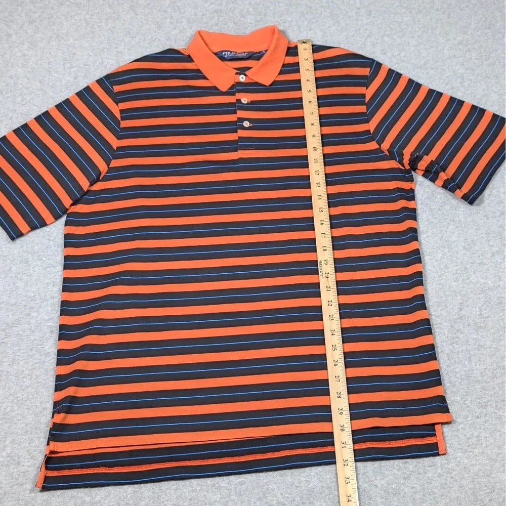 Polo Golf Ralph Lauren Mens Large Polo Shirt Peru Pima Cotton Orange Black